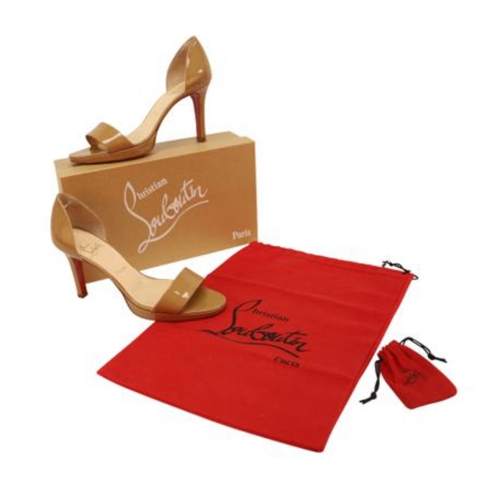 Louboutin Nude Patent D'orsay OpenToe Sandals 38 1/2